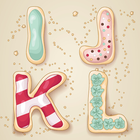 Cute cookies alphabet vector material 03