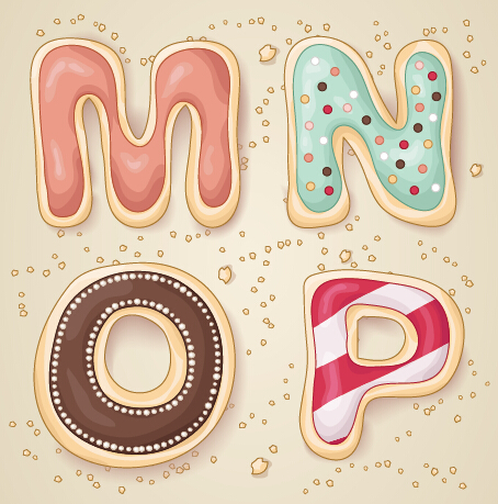 Cute cookies alphabet vector material 04