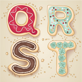 Cute cookies alphabet vector material 05