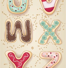 Cute cookies alphabet vector material 06
