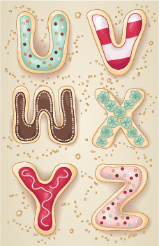 Cute cookies alphabet vector material 06