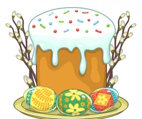 Cute easter cake vector design graphics 01