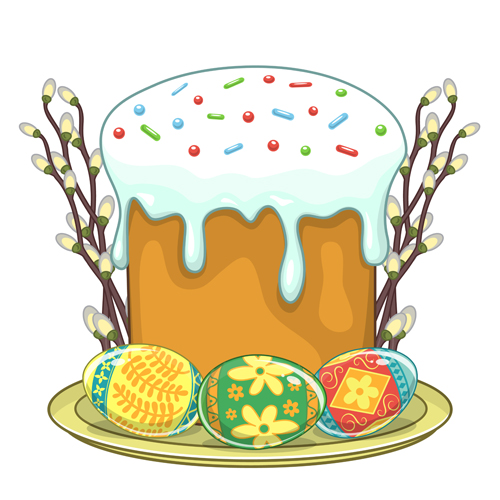 Cute easter cake vector design graphics 01