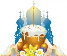 Cute easter cake vector design graphics 03
