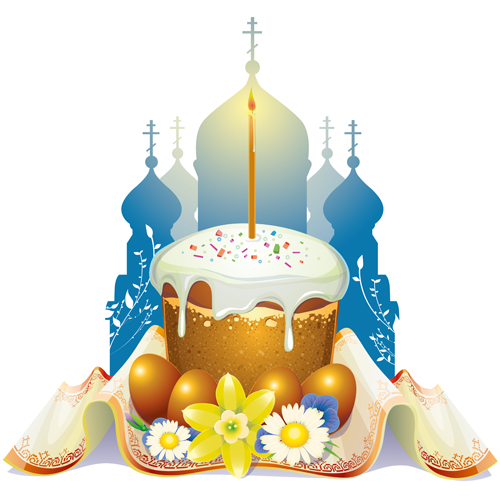 Cute easter cake vector design graphics 03
