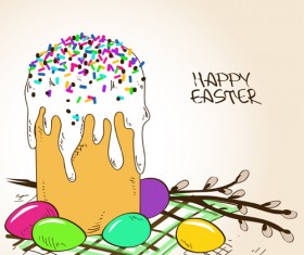 Cute easter cake vector design graphics 04