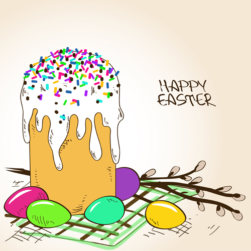 Cute easter cake vector design graphics 04