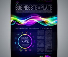 Dark blue style brochure cover vector 02