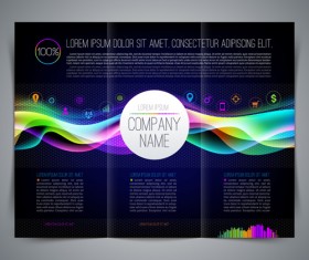 Dark blue style brochure cover vector 03