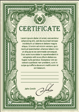 Dark green certificate template vectors 02