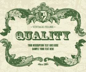 Dark green floral frame vectors 03