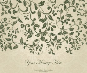 Dark green floral vintage invitation cards vector 02