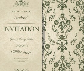 Dark green floral vintage invitation cards vector 11