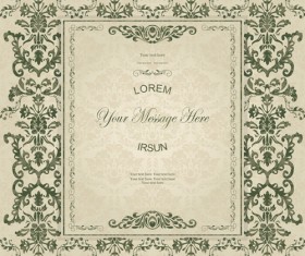 Dark green floral vintage invitation cards vector 12