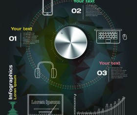 Dark style infographic with diagrams vectors 01