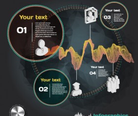 Dark style infographic with diagrams vectors 02