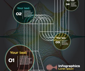 Dark style infographic with diagrams vectors 04
