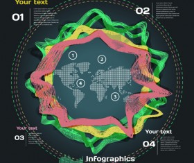 Dark style infographic with diagrams vectors 08