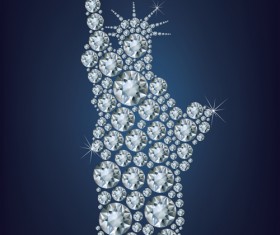 Diamonds with statue of liberty vector background