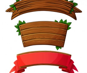 Different shapes wooden banners vector 01