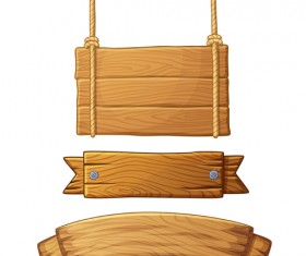 Different shapes wooden banners vector 02