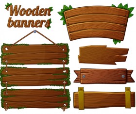 Different shapes wooden banners vector 03