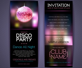 Disco party Invitation cards creative vector 01