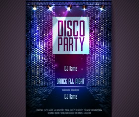 Disco party neon poster vector 01