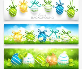 Easter egg ornaments banners vector