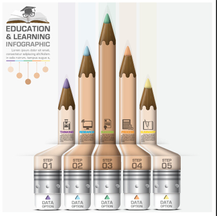 Education with learning infographic design vector 03
