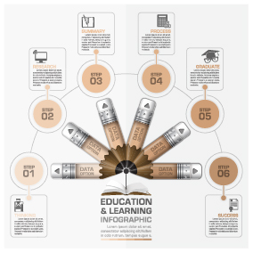 Education with learning infographic design vector 04