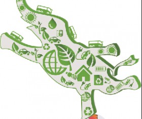 Elephant and ecology earth vector