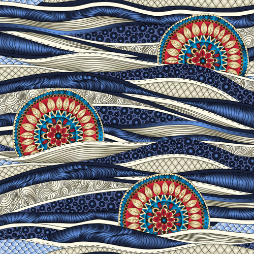 Ethnic pattern styles art background vector 01