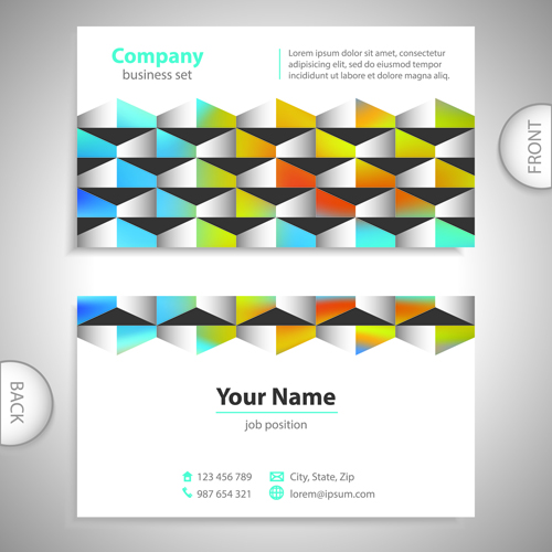 Excellent business cards front back template vector 02