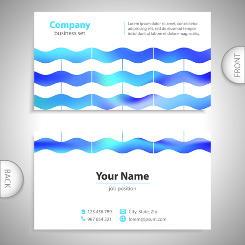 Excellent business cards front back template vector 03