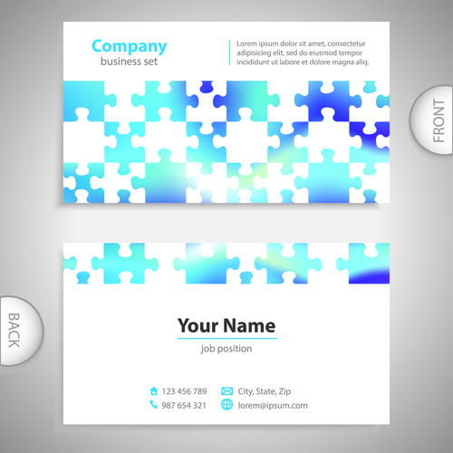 Excellent business cards front back template vector 05