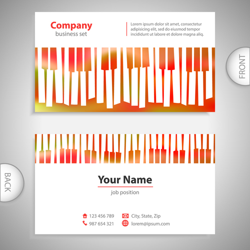 Excellent business cards front back template vector 06