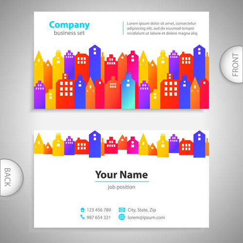 Excellent business cards front back template vector 07