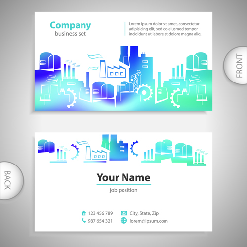 Excellent business cards front back template vector 09