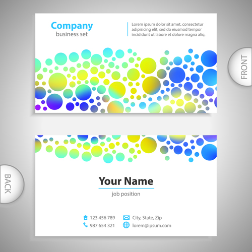 Excellent business cards front back template vector 11