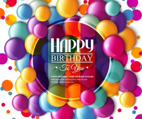 Exquisite birthday card with colored balloons vector 04
