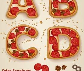 Exquisite pizza alphabet design vector 01