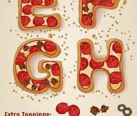Exquisite pizza alphabet design vector 02