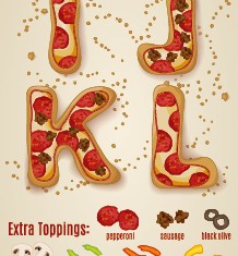 Exquisite pizza alphabet design vector 03