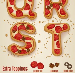 Exquisite pizza alphabet design vector 05