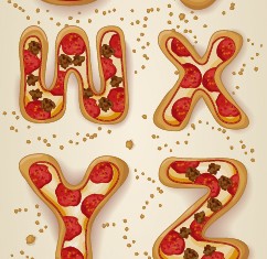 Exquisite pizza alphabet design vector 06