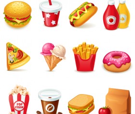Fast food and drinks design vectors 01