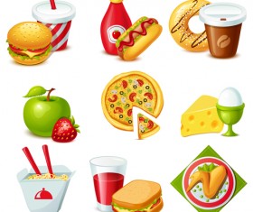 Fast food and drinks design vectors 02