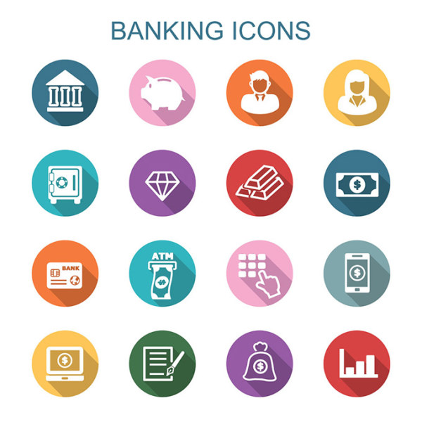 Finance and banking flat icons vector