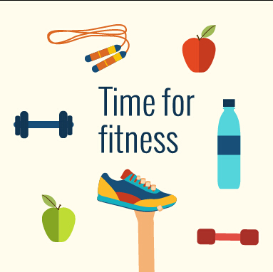 Fitness with hands flat vector template 04